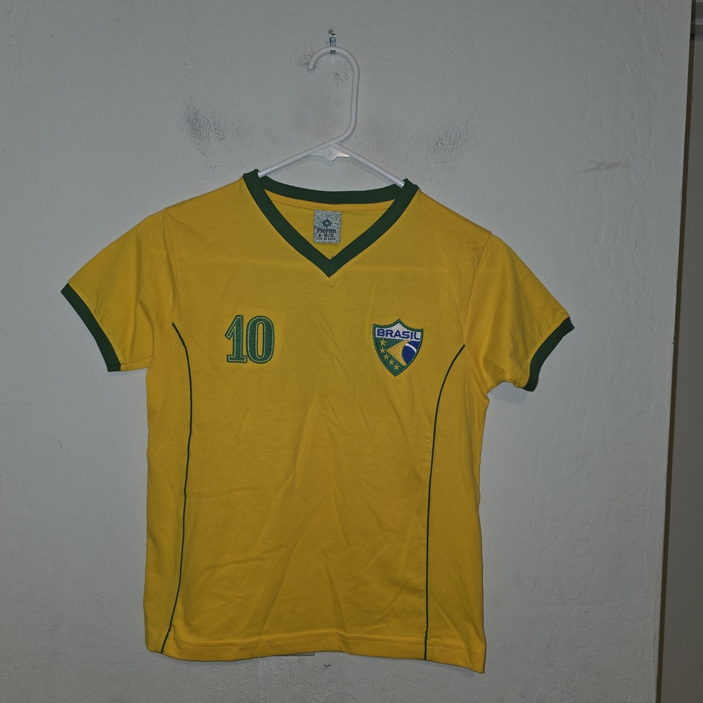 Pierim Yellow and Green Kids Brazil Soccer Tee Size G 10/ 12